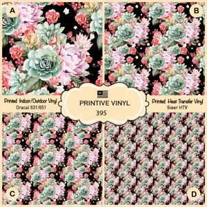 Peony Flowers  Roses Patterned Iron on, Printed HTV, Oracal ,Siser, HTV 395