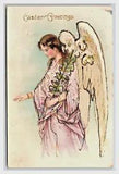 Easter angel w lily  embossed gold metallic , NICE UNDIVIDED