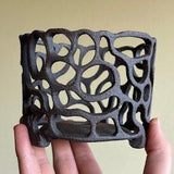 Unglazed Black Ceramic Stoneware Orchid Plant Pot with Holes