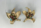 Vintage Mid Century PASTELLI Lily Prong Set Fruit Salad Rhinestone Clip Earrings
