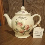 "Bloom Where You Are Planted" Floral Teapot- Martha Vaughn Lily Creek W/ Tag