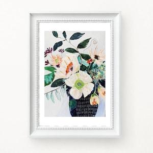 Orchid Oil Painting Original Flower Artwork Textured Floral Orchidea Vase Impasto Square Bouquet 3D Brush Stroke Botanical by Fusion