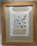 Framed Dried Pressed Flower Art Signed 2000 9" x 11"