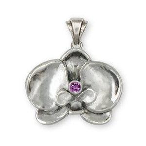 Orchid Jewelry Sterling Silver Orchid Pendant Handmade Flower Jewelry OR1-SP