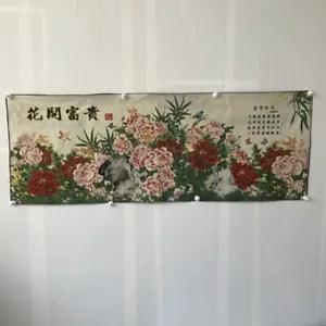 Old Chinese silk embroidery Painting thangka mural "peony flowers??? 6159
