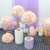 wedding centerpiece flower ball,wedding decoration,home office table runner flowers,pink white silk artificial rose hydrangea flower heads