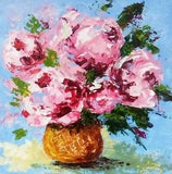 Acrylic Impasto painting Peony Painting on canvas Original Bright Pink Art