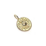 Sunflower Coin. Fine jewelry. Sunflower Charm in sterling silver or solid 14k gold.