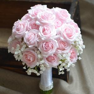 Pink Roses Bouquets Real Touch Pale Pink Roses Bridal Bouquets Silk Wedding Bouquets