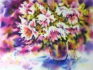 ORIGINAL watercolor painting PEONY flowers painting Floral painting 12"x16"