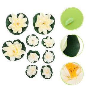 9 Pcs Artificial Floating Lotus Realistic Water Lily Flower Crafts
