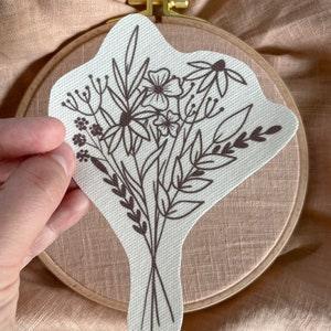Embroidery image, Stick and Stitch, water soluble, solufix, bouquet of dried flowers, embroidery pattern, embroidery, diy, handmade