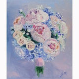 Peony Bouquet Painting Rose Original Wall Art Wedding Flower Oil Painting 12x10'' by Nataly Mak