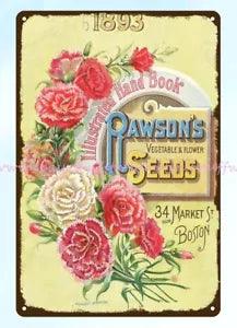 1894 Margaret carnation Rawsons vegetable flower seeds metal tin sign at home