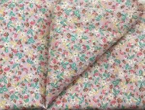 Carnation Pink Calico w/multi colored flowers Fabric 3/4 yard 44" wide