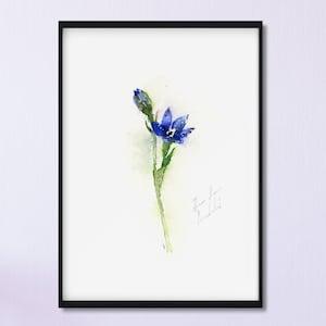 Blue Orchid Wall Art, Abstract Flower Paintings, Watercolor Blue Orchid Art, Botanical Print, Nature Art Print, Flower Lover Gift,