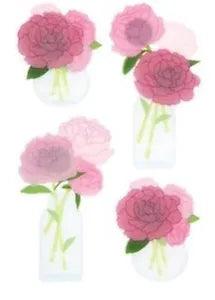 Realilstic Peonies in Vases Jars 3d Flowers Stickers
