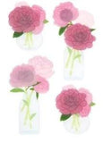 Realilstic Peonies in Vases Jars 3d Flowers Stickers