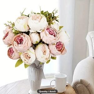 Artificial Pink Peony Bouquet, Silk Florals, Wedding, Centerpiece, Floral Stems