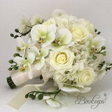 CHOOSE RIBBON COLOR - Orchid Bridal Bouquet, Orchid, Hydrangea, Rose Ivory Bridal Bouquet, Wedding Bouquet, Real Touch Bouquet, Bride