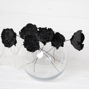 1 Black wedding peony bouquet black peonies bouquet black handmade peonies black gothic wedding flowers