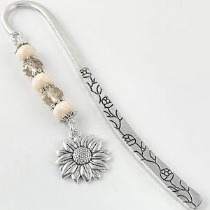 Sunflower Bookmark - Tibetan Silver Bookmark Stationary - Teacher Gifts - Flower Charm Gifts