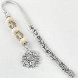 Sunflower Bookmark - Tibetan Silver Bookmark Stationary - Teacher Gifts - Flower Charm Gifts