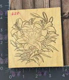 The Stamp Pad Co. Lilies Flowers Plant Rubber Stamp Wood #S22