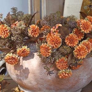 Artificial Chrysanthemum Bouquet, Faux Marigold Bundle, Wedding Flower Decor, Rustic Home Floral Arrangement, Outdoor Garden Sprig Ornament