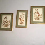 Beautiful Vintage Dried Flowers Wall Art Framed And Signed Lot of 3 Pieces
