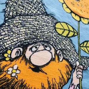 Chris Bash Designed Linen 70s Hillbilly Sun Flower Tea Towel Pure Linen Vintage