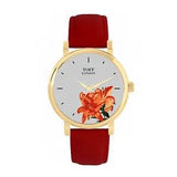 Toff London TLWS-46358 Ladies Orange Lilies Flower Watch