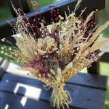 Dried purple ivory bouquet, Peony and wheat bouquet, Dried flower bouquet, Autumn harvest wedding, Burgundy wedding bouquet, Boho wedding