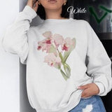 Pink Orchid Sweatshirt, Aquarius Birth Flower Gift for Her, Cottagecore Botanical Sweatshirt, Orchid Lover Gift, Flower Girl, Gift for Mom