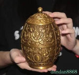5.8" China bronze rich peony flower pattern Tanks Crock tank pot canister jar