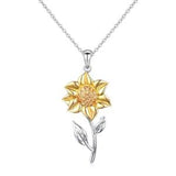 Sunflower Necklace, 925 Sterling Silver, Flower Jewelry, Sunflower Pendant, Women??s Necklace for Girlfriend and Mom, Hypoallergenic