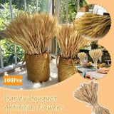 100Pcs Real Wheat Ear Flower Natural Dried Flowers Wedding Decoration Bouqu M0N2