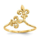 14K Yellow Gold Fleur De Lis Flower Ring