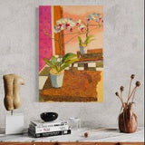 White Orchid Flower Painting - Orchid Flower Painting Giclee print - Summer Orchid Print - Orange pink floral art print - hand painted