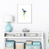 Blue Flower Painting,  Nature Watercolor Print, Large Botanical Art, Abstract Blue Orchid Painting, Living Room Art, Flower Lover Gift