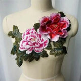 3D Peony Flower Leaf Fabric Multilayer Collar Embroidery Gown Applique Sew Patch