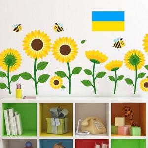 Sunflower Wall Decals for Kids Room, Flower Wall Decals Girls Nursery Peel & Stick, Playroom Vinyl Wall Stickers, Flower Stickers for Wall