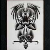 Orchid/ Drawing on canson/ Acrylic on wood/ Framing/ Gothic/ Black metal/ Fuck off
