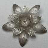 Vintage Sterling Silver 925 Metal Filigree Lily Flower 1.75" Brooch Pin