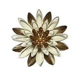 Sarah Coventry Water Lily Brooch Gold and White Large Vintage Pin Womens Jewelry
