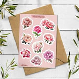 Peony Stickers. Peony Flower Stickers. Summer Blossom Stickers. Bullet Journal, Pink Peony Blossom Stickers. Pink Planner Sticker, Bouquet
