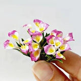 Dollhouse Miniatures Handmade Flowers Calla Lily Fairy Garden Supply Decor 5 Pcs