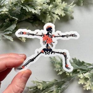Warrior Two Floral Yoga Skeleton Sticker, Dancing Skeleton, Waterproof, Yoga Teacher Gift, Warrior Pose, Yoga