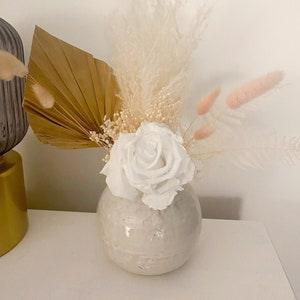 Dried Floral Arrangement in Ceramic Round Vase with Preserved Rose | Gifts for her | Nursery Room Decor