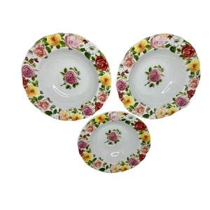 Portmeirion Rose Bouquet Rimmed Soup Bowl Floral Discontinued Set of 3